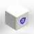 A white box with a blue shield logo on the front of it